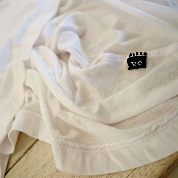 Monrow Women's Sz XS White S/S Cropped Ex-Boyfriend Crew Neck Tee Shirt - Picture 5 of 5